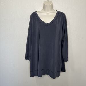 Chicos Zenergy Grey Knit 3/4 Sleeve Tunic Top Size 3 Or XL